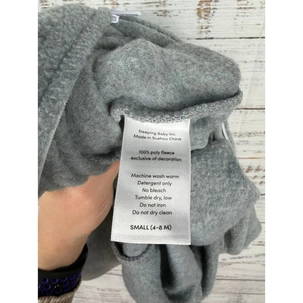 Sleeping Baby Zipadee Zip Sleep Sack Gray Neutral Microfleece Small 4-8mo Unisex